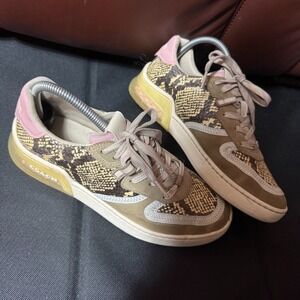 Coach Womens Snake Print Fashion Sneakers Size 8B Designer Casual Shoes